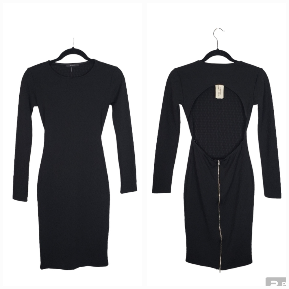 FOREVER 21 Long sleeve backless cutout mini dress black NWT lbd